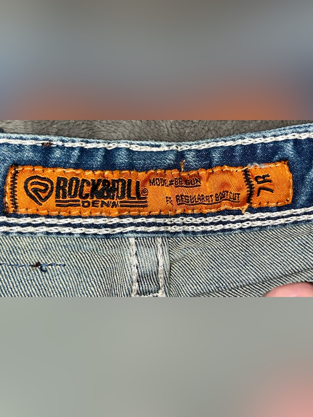 Rock & Roll Denim Boys Bootcut Jeans Size 7 Regular Ivory Stitch Western - Picture 6 of 10